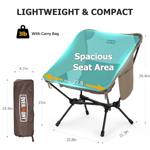 Overmont Aluminum Low Back Moon Chairs, Brown – Set of 2