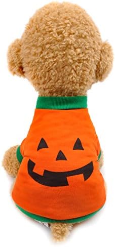 Halloween Costumes for Dogs,Soft Cotton Pumpkin Clothes for 2-11 LB Cats Teddy Poodle Bichon Frise Pomeranian