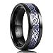 King Will Dragon Mens 8mm Black Tungsten Carbide Ring Blue Carbon Fiber Celtic Dragon Wedding Band 12