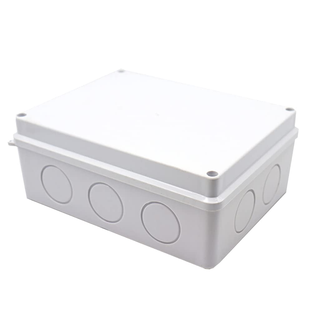 Electrical Junction Box, IP55 Weatherproof Electrical Enclosure Project Instrument Case, Reserved Hole Project Box (1Pcs - 200 x 155 x 80mm)