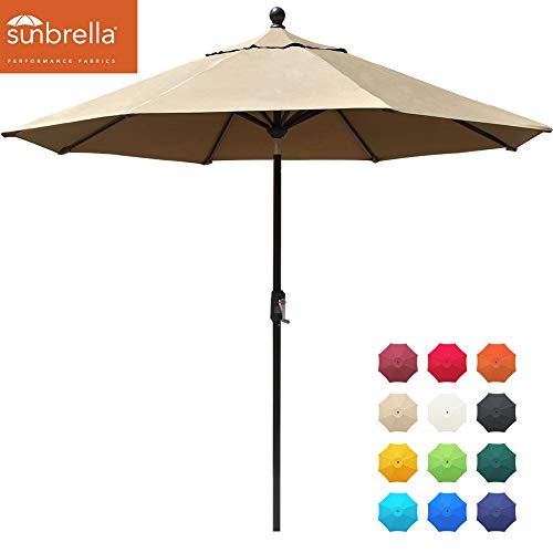 EliteShade Sunbrella 9Ft Market Umbrella Patio Outdoor Table Umbrella with Ventilation (Sunbrell ...
