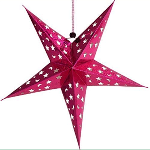 MONOMONO-Wholesale Xmas String Hanging Star Party Decoration Christmas Tree Ornament (rose red)
