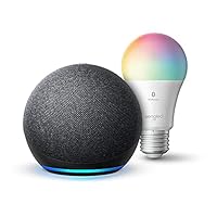Echo Dot (4th Gen) | Charcoal with Sengled Bluetooth Color bulb | Alexa smart home starter kit