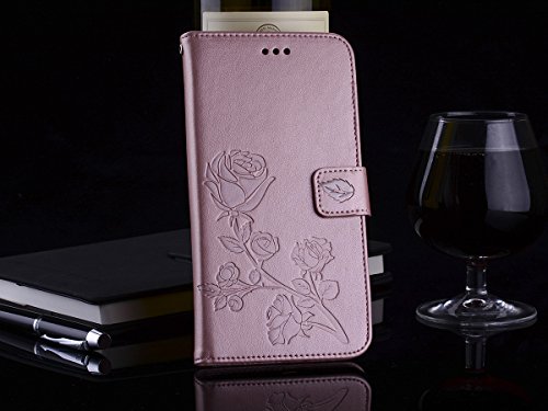 Scheam iPhone 7 Plus iPhone 8 Plus Wallet Leather Case Protective Durable Phone case Shell Folio flip Cell Phone Cover Bag Card Slots,Cash Pocket,Rose Gold