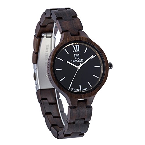 BIOSTON Fashion Women Girls Gift Wood Watch Balck Sandalwood Watch Japan Quartz Movement…