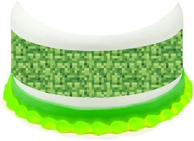 Pixel Birthday Kids Party Edible Cake Decoration Image Frosting Photo Toppers (Green Edible Cake Wrap)