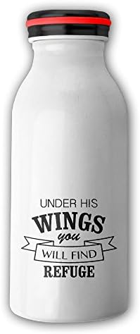 Under His Wings You Will Find Refuge Vacuum Insulated Stainless Steel Vacuum Cup - 12-Ounce Cup White