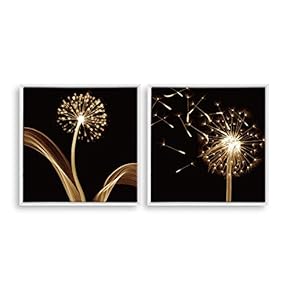 2 Piece Framed Canvas Home Artwork Decoration Transparent Flower Canvas Wall Art for Living Room, Bedroom - 16"x16"x2 Panels