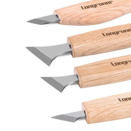 Longruner Wood Carving Tools, 7-in-1 Geometric Woodcarving Knives Set for Wood Working, Spoon Carving LP36