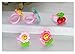 AUCH 36Pcs Cute Adjustable Mixed Kid's Girls Pink Cartoons Flowers Polymer Resin Children Jewelry Rings, Heart Gift Box