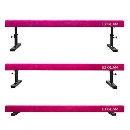 EZ GLAM Gymnastics Adjustable Balance Beam 8 Ft 6Ft Wood Core Skill Performance Home Training Gymnastics Equipment (Pink, 8)