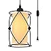 Creatgeek Plug-in Pendant Light 16.4' Cord with On/Off Dimmer Switch, Industrial Linen Drum Lampshade Cylinder Swag Chandelier for Bedroom, Dining Room, Kitchen Island