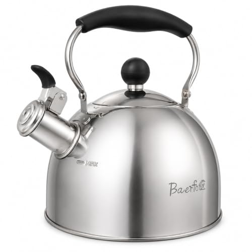 2 Qt Whistling Tea Kettle, Stainless Steel Stovetop Kettle, Silver