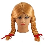 Loftus Women Braided Pigtails With Red Bows Wig, Blonde, One Size
