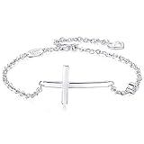 AmorAime 925 Sterling Silver Cross Bracelet for