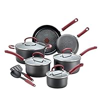 T-fal Ultimate Hard Anodized Dishwasher Safe Nonstick Cookware Set, 12-Piece, Red T-fal Ultimate Hard Anodized Dishwasher Safe Nonstick Cookware Set, 12-Piece, Red