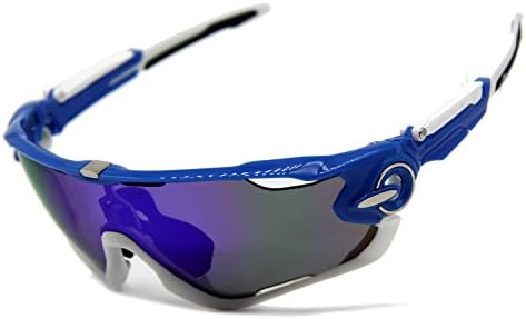 PLAYBOOK Road Mountain Cycling Glasses Goggles Eyewear Polarized Cycling Bicycle Sunglasses Oculos Gafas Ciclismo 3 Lens (White/Blue)