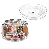 mDesign Lazy Susan Turntable Food Storage Container for Cabinets, Pantry, Refrigerator, Countertops, BPA Free - Spinning Organizer for Spices, Condiments, Baking Supplies - 9