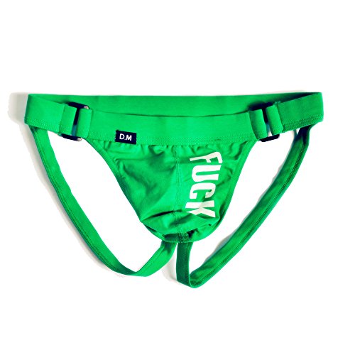 D.M Men's Underwear Jock Straps Cotton Sport Support Sexy Fashion Panties (XL, Green)