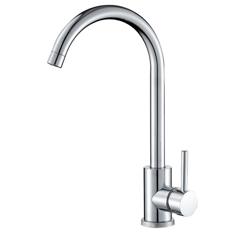 VALAZ Kitchen Sink Tap Nickel | Single Lever Mixer Taps, High Pressure, Water Saving, 360° Swivel, Fast Installation, Stainless Steel, Misisipi Series