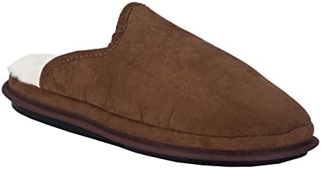 Aspen Slippers- Gil -Cozy Slippers For Men-Super Comfy &amp; Warm House Shoes- Scuff Slip On Faux Fur Winter Slippers- Casual Suede Fluffy Open-Back Footwear With Memory Foam Cushioning