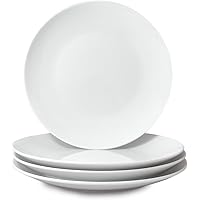 Miicol Ceramic Dinner Plates Set of 4, Large Salad Plate 10.5 inch / 27 cm, White Flat Dish, Porcelain Serving Dishes for Pas