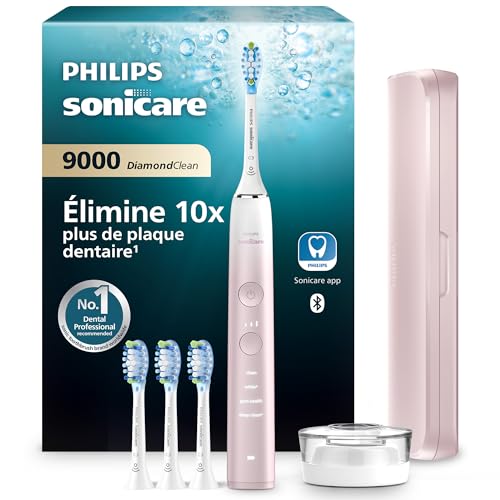 Philips Sonicare DiamondClean 9000 - Brosse à dents électrique avec application, Édition spéciale, capteur de pression, socle de charge, rose, modèle HX9911/79