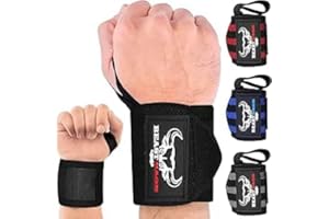 BEAST RAGE Weight Lifting Wrist Wraps Muscle Building Performance Training Gym Exercise Fitness Straps Thumb Loop Support Stretchable Cotton Bandage Brace Training Cuff