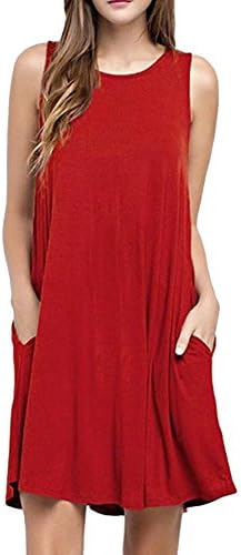 Tloowy Clearance! Women Casual Summer Sleeveless Tank Dress Loose Swing Tunic Shirt Dress Beach Sundress