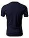 H2H Mens Basic Cotton V-neck T-shirts with Point Shoulder Button Leather Pocket,Jdsk16-navy,US Large (Asia X-Large)