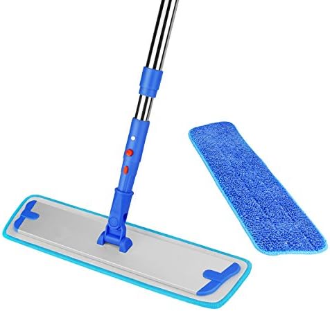 Flat Mop Floor Dust Mop Kit with 2 Microfiber Mop Pad Refill and 1 Non-slip Stainless Steel Extendable Handle for Cleaner Pet hair Dirt and Dust ITTAHO