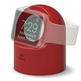 elago W2 Stand [Red] - [Supports Nightstand Mode][Cable Management][Scratch-Free Silicone] - for Apple Watch