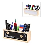 Wooden Desk Organizer / Pen Holder / Office Supplies Caddy with Dual Chalk & Dry Erase Message Boards - MyGift