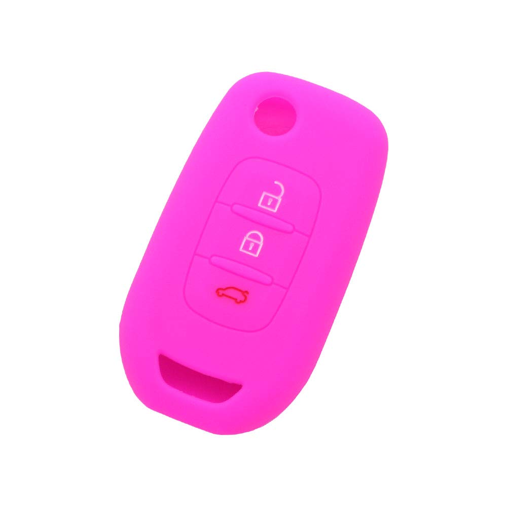 BROVACS Silicone Cover Protector Case Holder Skin Jacket Compatible with RENAULT 3 Button Flip Remote Key Fob CV9354 Rose — image 1