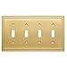 Franklin Brass W35068-BB-C Classic Beaded Quad Switch Wall Plate/Switch Plate/Cover, Brushed Brass
