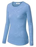 MBJ Womens Lightweight Soft Round Neck Burnout Long Sleeve Shirt - Made in USA