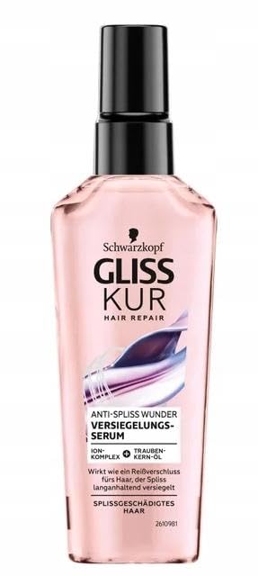 Gliss Kur Serum Anti-Split Ends Miracle (75ml) Hair Serum Provides Long Lasting Split Ends Sealing and Protects Hair While Blow Drying
