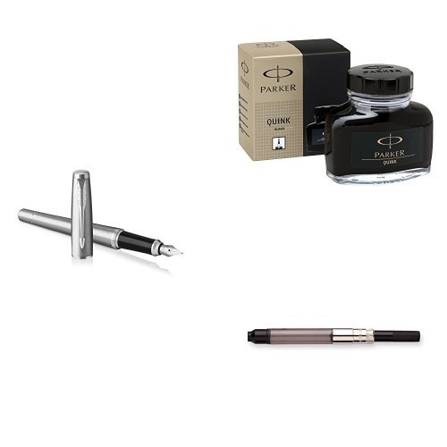 Parker urban fountain pen set, metro metallic, fine nib…