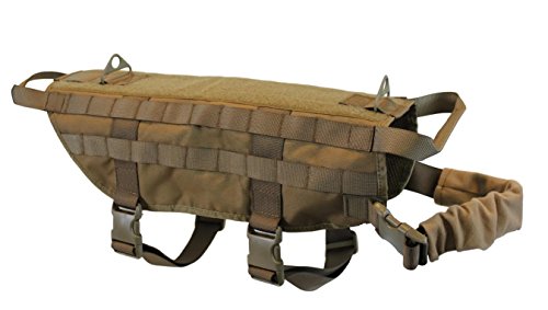 TACTICAL DOG VEST HARNESS K9 MOLLE HUNTING MILITARY HOOK AND LOOP PATCH PANEL XS, S, M, L, XL (COYOTE DESERT TAN, S: Chest up to 19") - Thumbnail 3