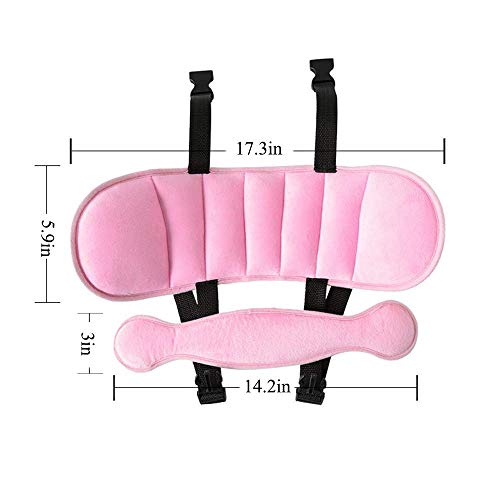 StoHua Toddler Car Seat Head Support Neck Pillow Strap - Kids and Baby Safety Neck Relief Head Support Band Sleep Strap with Adjustable Belt(Pink)