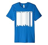 Mens Retro 1970's Sacramento California Downtown Skyline T-Shirt Small Royal Blue