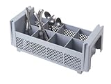 Cambro 8FB434151 Camrack Polypropylene 8-Compartment Half Flatware Basket with Handle, Soft Gray