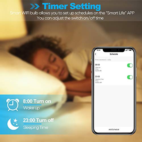Smart Light Bulbs Works with Alexa, Google Home and Siri, RGBW+CCT 2700-6500K Color Changing, AWOW E26 LED WiFi Smart Light Bulb No Hub Required, 9W(60w Equivalent) 4 Pack