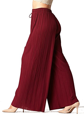 Conceited Pleated Palazzo Pants (One Size, Pleated Burgundy)