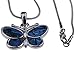 Silver and Blue Green Abalone Paua Shell Butterfly Pendant Mood Necklace Perfect Jewelry Gift for Girls