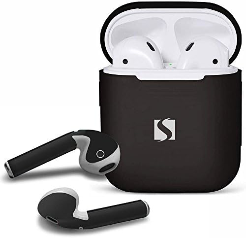 Airpod Drop Proof Protective Case Bundle Two Sets Airpod Skins (Black)