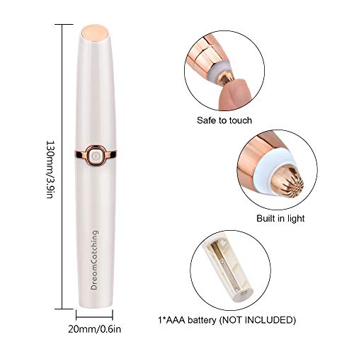 Eyebrow Hair Remover, DreamCatching Electric Eyebrow Trimmer Epilator for Women, Portable Painless Eyebrow Razor with Light (Battery Not Included), White - Thumbnail 2