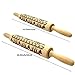 Christmas Wooden Rolling Pins, Elk Deer Engraved Embossing Rolling Pin with Christmas Symbols, Kitchen Baking Tool for Embossed Cookies Waffles Pastry Dough Pies