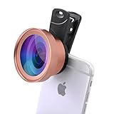 VICTONY Phone Lenses Kit Professional HD Phone Lens,0.45x 110° Wide Angle + 10x Macro Clip-on Cell Phone Camera Lenses Kit for iPhone/iPad/Samsung & Most Smartphones (Rose Gold)
