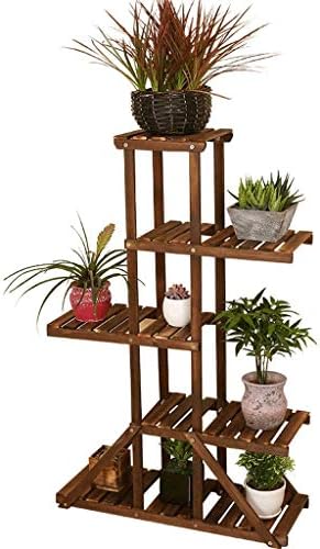 バルコニー多層炭化色木製植物ラック肉の鉢植えの棚 即日出荷